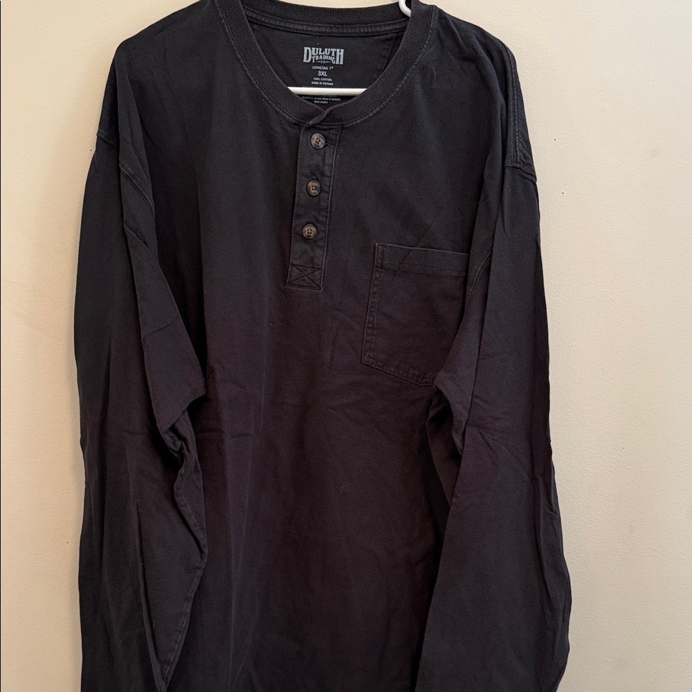 Duluth Trading Co Men's Charcoal Long Sleeve Henley